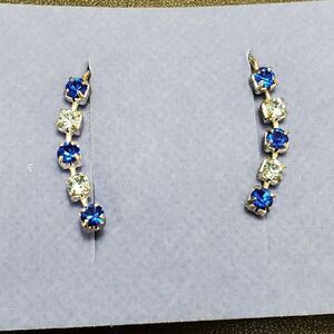 Avon rhinestone blue slide illusion earrings